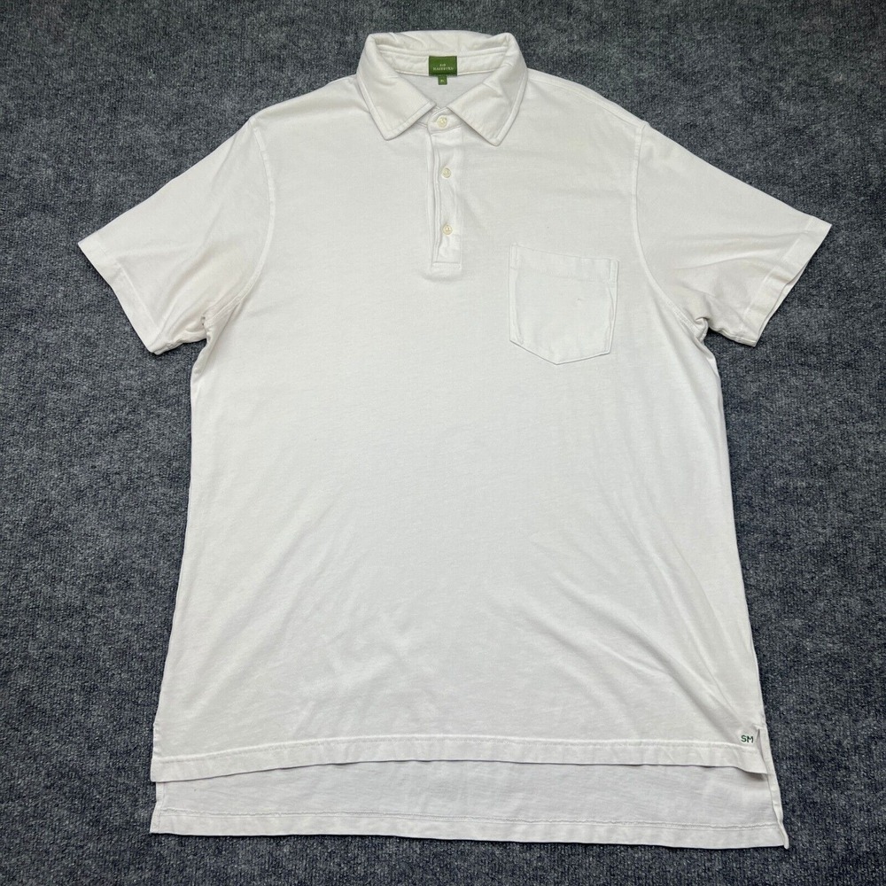 Sid Mashburn Polo Shirt Mens Pocket White Golf Athleisure Casual Size XL